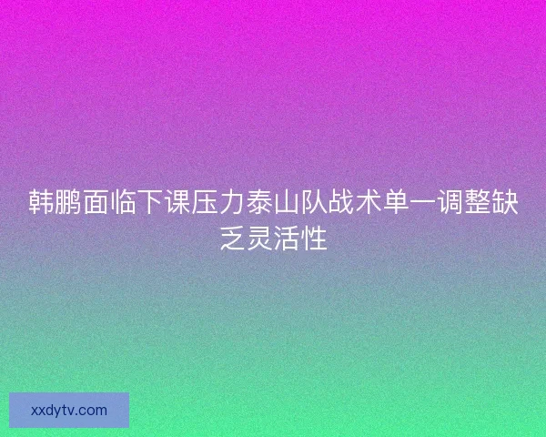 韩鹏面临下课压力泰山队战术单一调整缺乏灵活性 韩鹏面临下课压力泰山队战术单一调整缺乏灵活性
